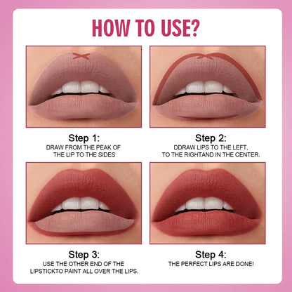2-in-1 Matte Lipstick and Lipliner Pencil Set - 6 Colors, Waterproof, Long-Lasting, Perfect for Holiday Gifting