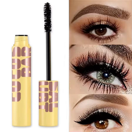 Black Waterproof Lengthening and Curling Mascara with Silk Fibers for Long-Wearing Eyelash Extensions