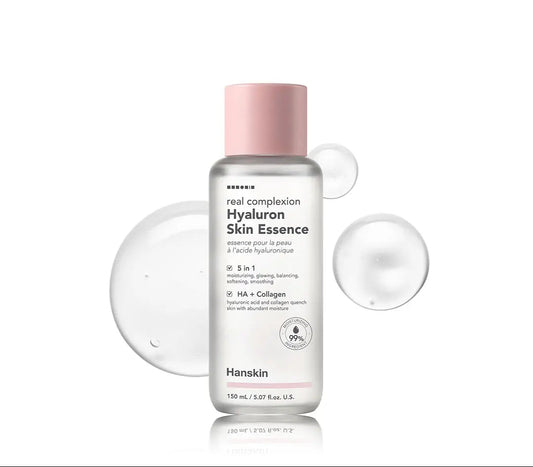 Hanskin Real Complexion Hyaluron Skin Essence 150ml - Hydrating Face Serum with Hyaluronic Acid for a Radiant Korean Glass Skin Finish