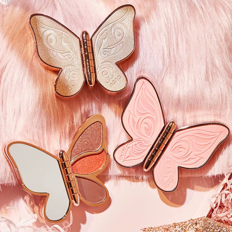 AGAG Brand Butterfly Eyeshadow Palette - 6 Color Collection with Pearl Sequins and Matte Finishes