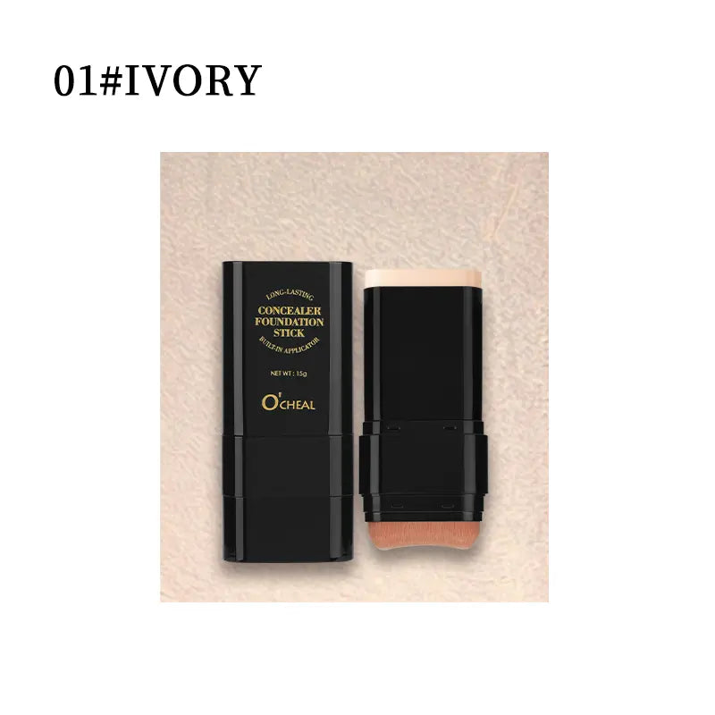 2-in-1 Concealer Stick with Brush - Waterproof Flawless Coverage Hydrating Long-Wearing Foundation for Women and Girls - Lightweight Matte Finish