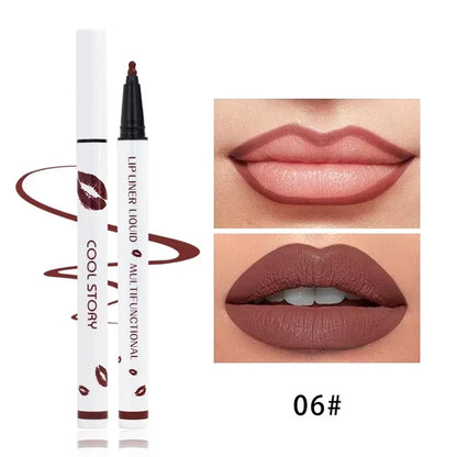 Matte Liquid Lip Liner Pencil - Long-Lasting, Quick-Drying, Smudge-Proof Cosmetic Tool for a Natural Lip Look