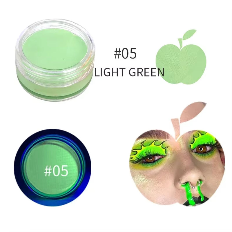 12-Color Waterproof Neon Eyeliner Cream - UV Blacklight Fluorescent Face and Body Makeup for Halloween