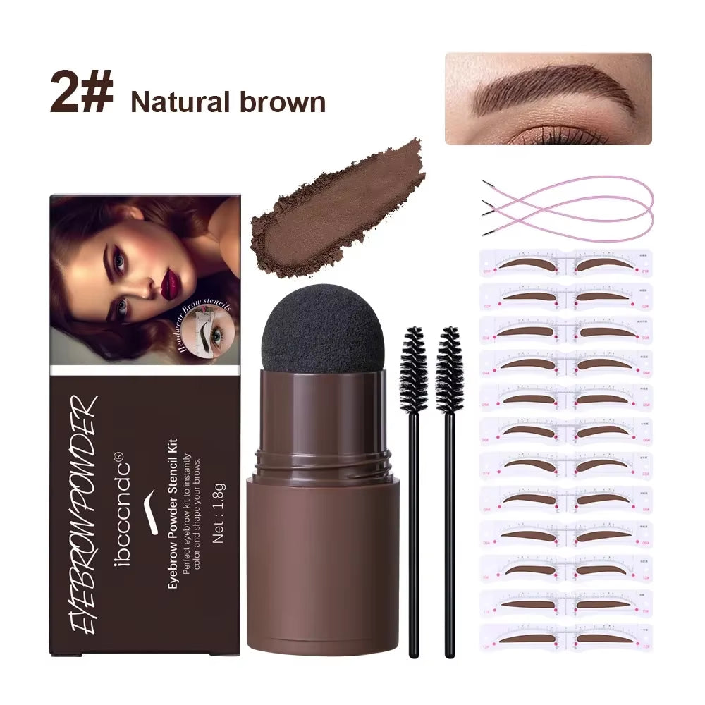 Professional Eyebrow Shaping Kit with Powder Stamp, Waterproof Pencil, and Stencils