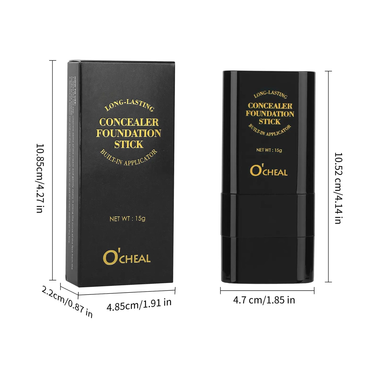 2-in-1 Concealer Stick with Brush - Waterproof Flawless Coverage Hydrating Long-Wearing Foundation for Women and Girls - Lightweight Matte Finish