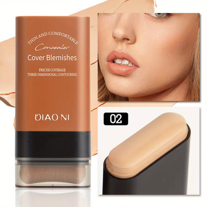 Long-Lasting Foundation Stick with Concealer Brush for Enhanced Skin Brightness