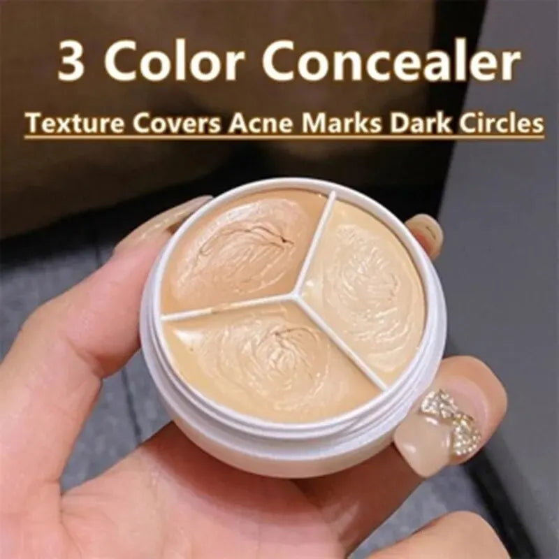 3-Color Concealer Palette for Professional Coverage of Dark Circles and Imperfections