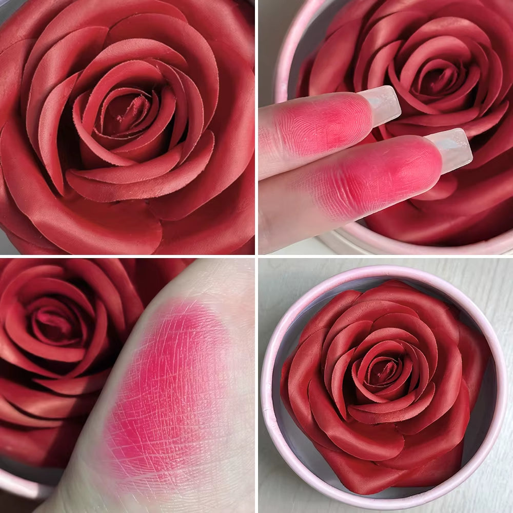 Floral Blush 3D Petal Rose Natural Highlighter and Blusher - Long-Lasting Face Makeup with Brightening Effect