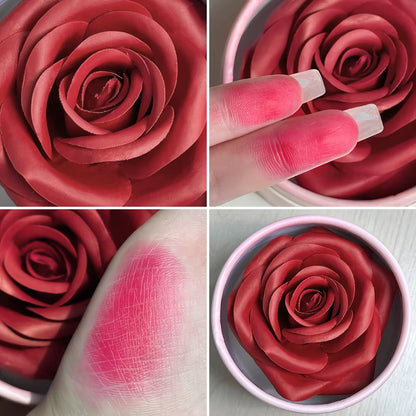 Floral Blush 3D Petal Rose Natural Highlighter and Blusher - Long-Lasting Face Makeup with Brightening Effect