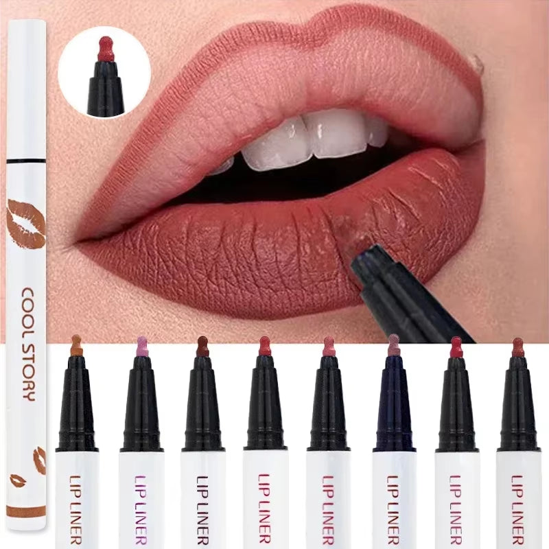Matte Liquid Lip Liner Pencil - Long-Lasting, Quick-Drying, Smudge-Proof Cosmetic Tool for a Natural Lip Look