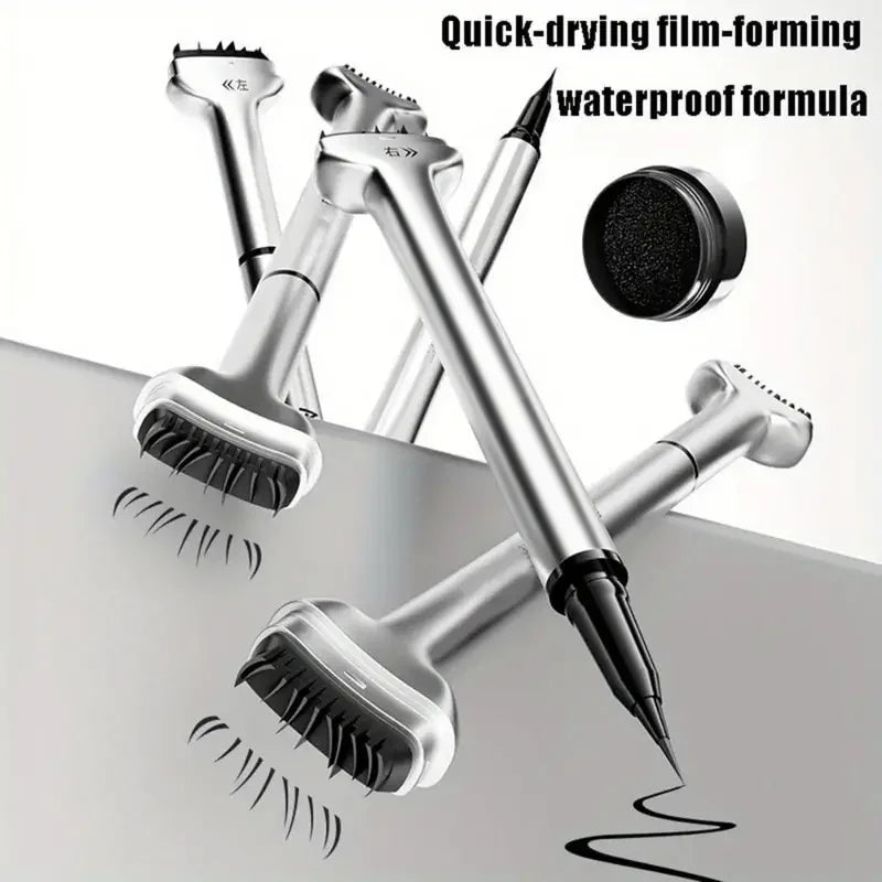 Lower Lash Stamp and 2-In-1 Waterproof Eyeliner Set with Reusable Eyelash Stamp for Makeup Application
