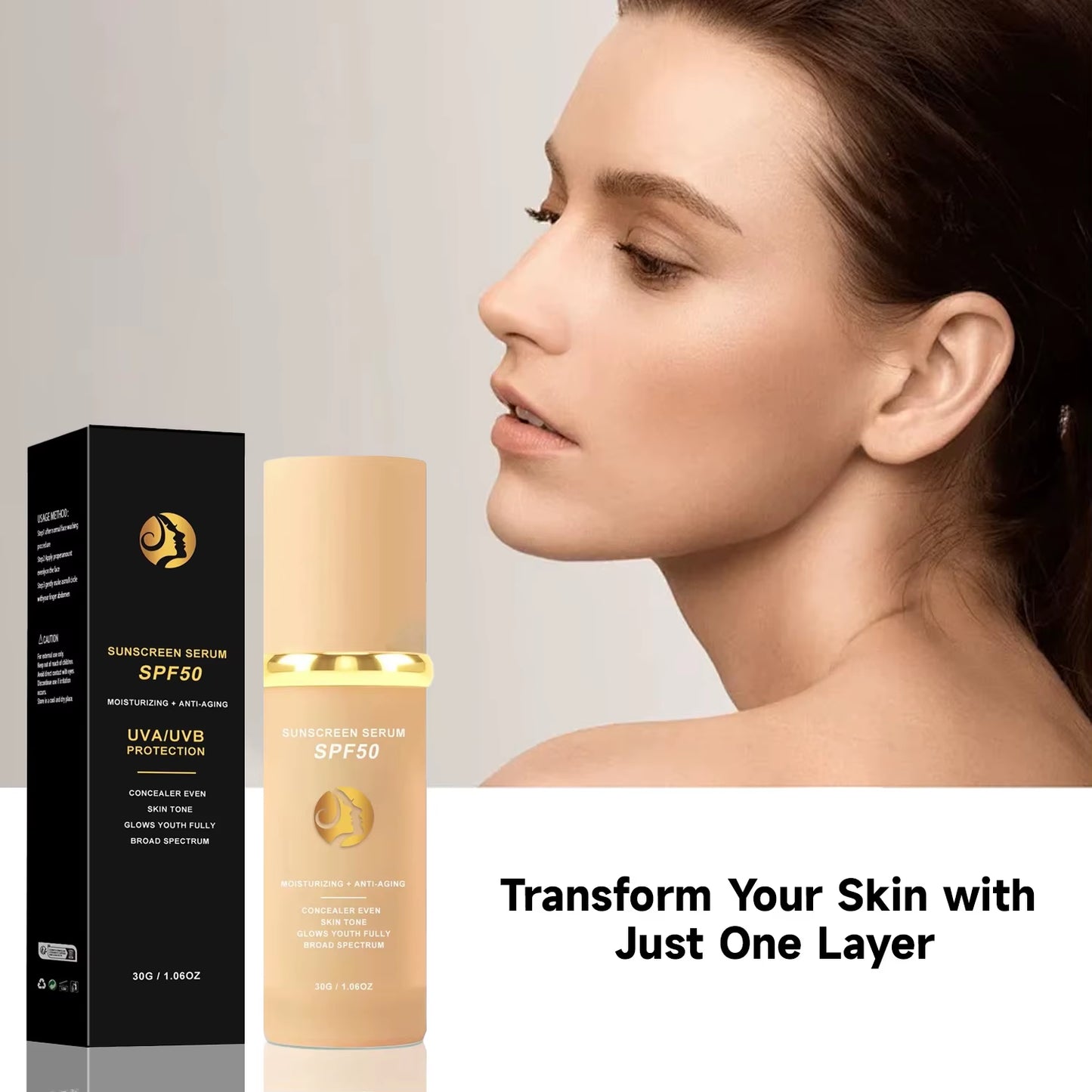 4-in-1 Foundation Liquid Makeup with SPF 50 - Hydrating Serum, Full Coverage Concealer, and Light Spectrum Sunscreen