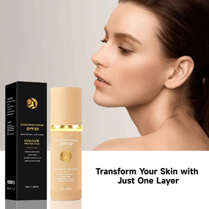 4-in-1 Foundation Liquid Makeup with SPF 50 - Hydrating Serum, Full Coverage Concealer, and Light Spectrum Sunscreen