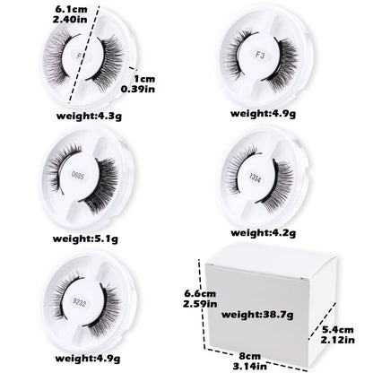 Professional Magnetic False Eyelashes Kit - 5 Pairs of Reusable Mink Lashes with Tweezers and Extension Tool