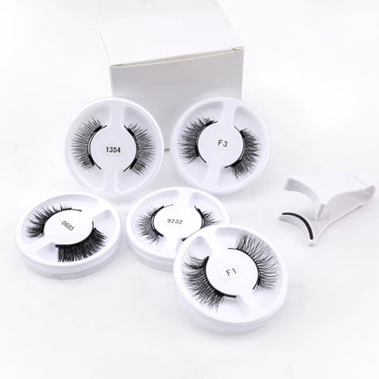 Professional Magnetic False Eyelashes Kit - 5 Pairs of Reusable Mink Lashes with Tweezers and Extension Tool