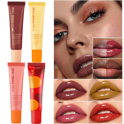 Hydrating Peptide Lip Gloss with Tinted Protection Oil - Moisturizing Lip Balm and Plumping Lip Glaze for Enhanced Makeup Finish