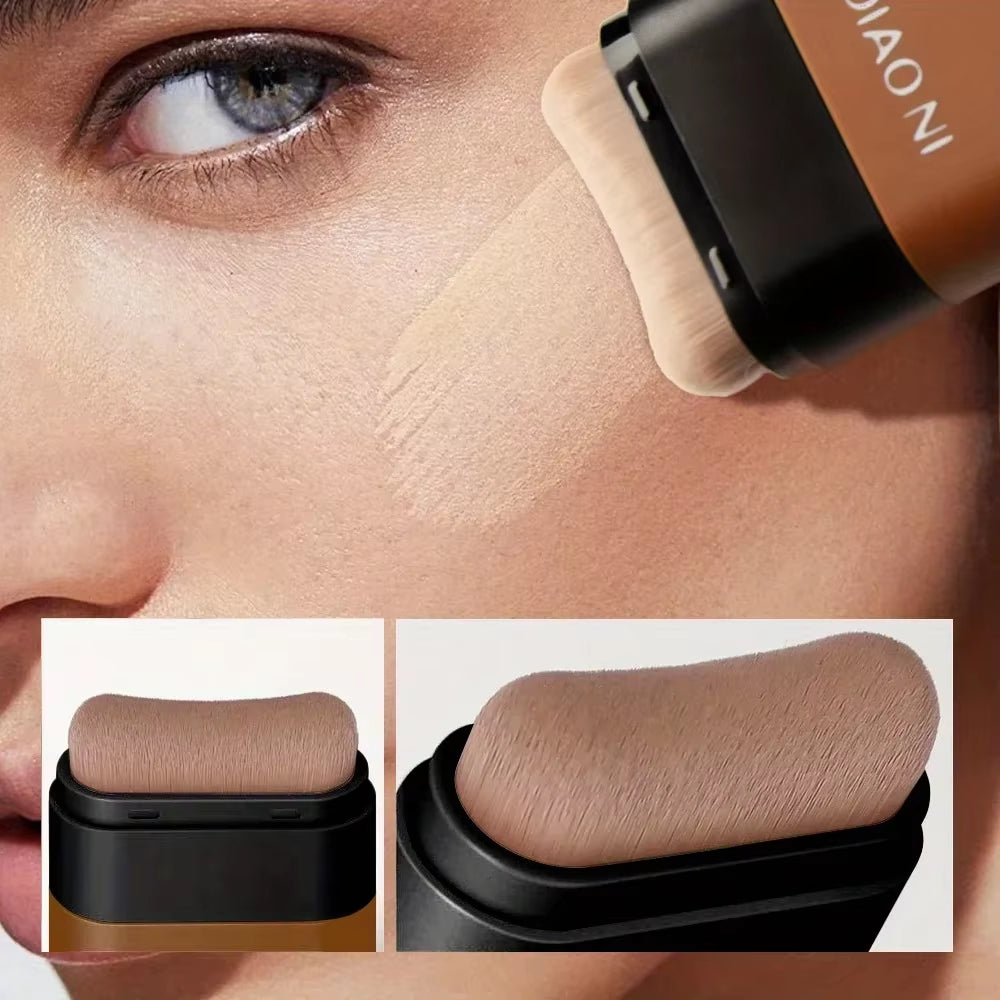 Long-Lasting Foundation Stick with Concealer Brush for Enhanced Skin Brightness