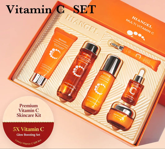 Hiangel Natural Vitamin C Nourishing Hydration Gift Set - Cleansing Makeup Remover and Moisturizer with Witch Hazel and Azelaic Acid - Skincare Essentials for Women