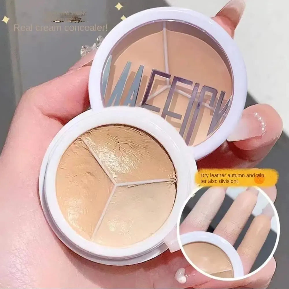 3-Color Concealer Palette for Professional Coverage of Dark Circles and Imperfections