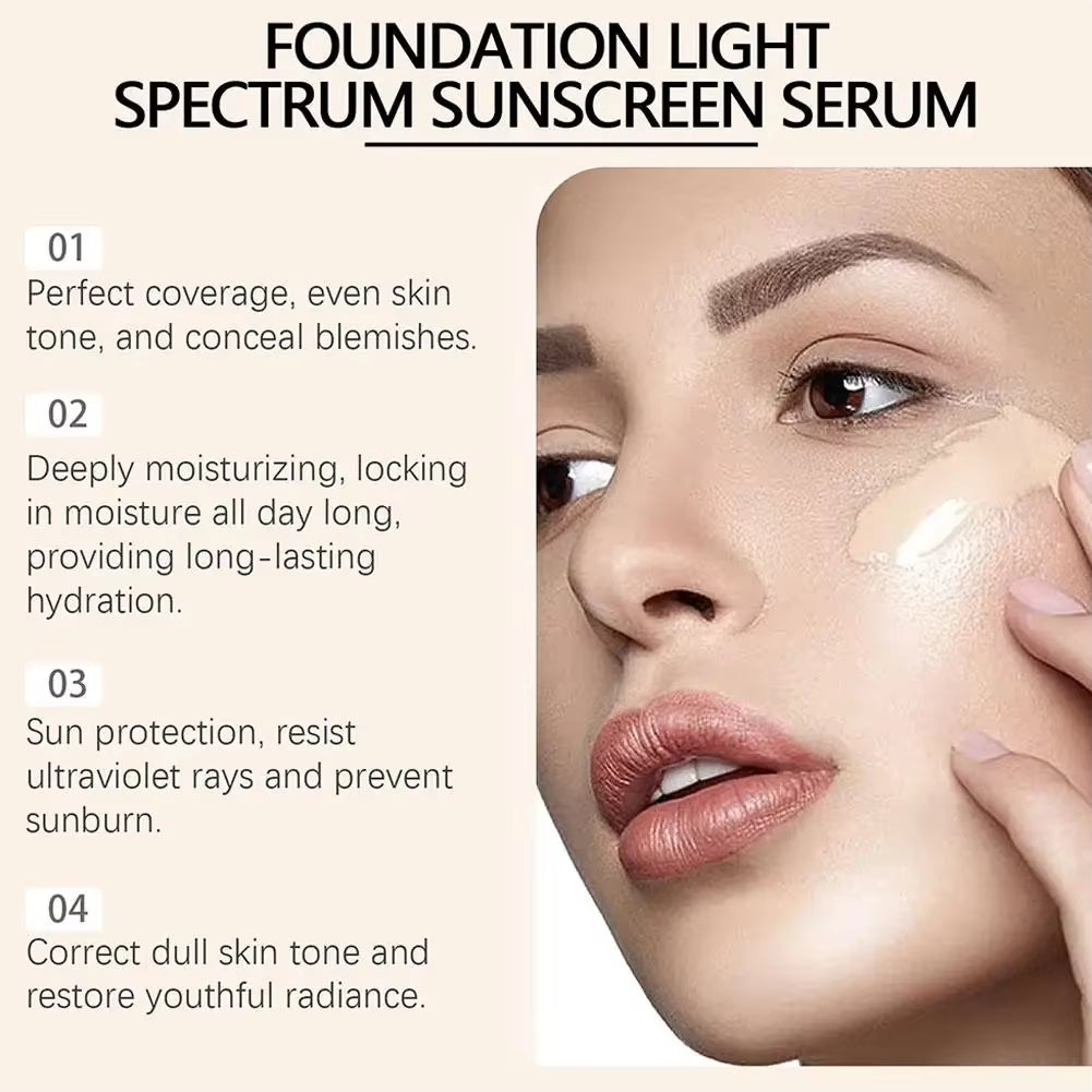 4-in-1 Foundation Liquid Makeup with SPF 50 - Hydrating Serum, Full Coverage Concealer, and Light Spectrum Sunscreen