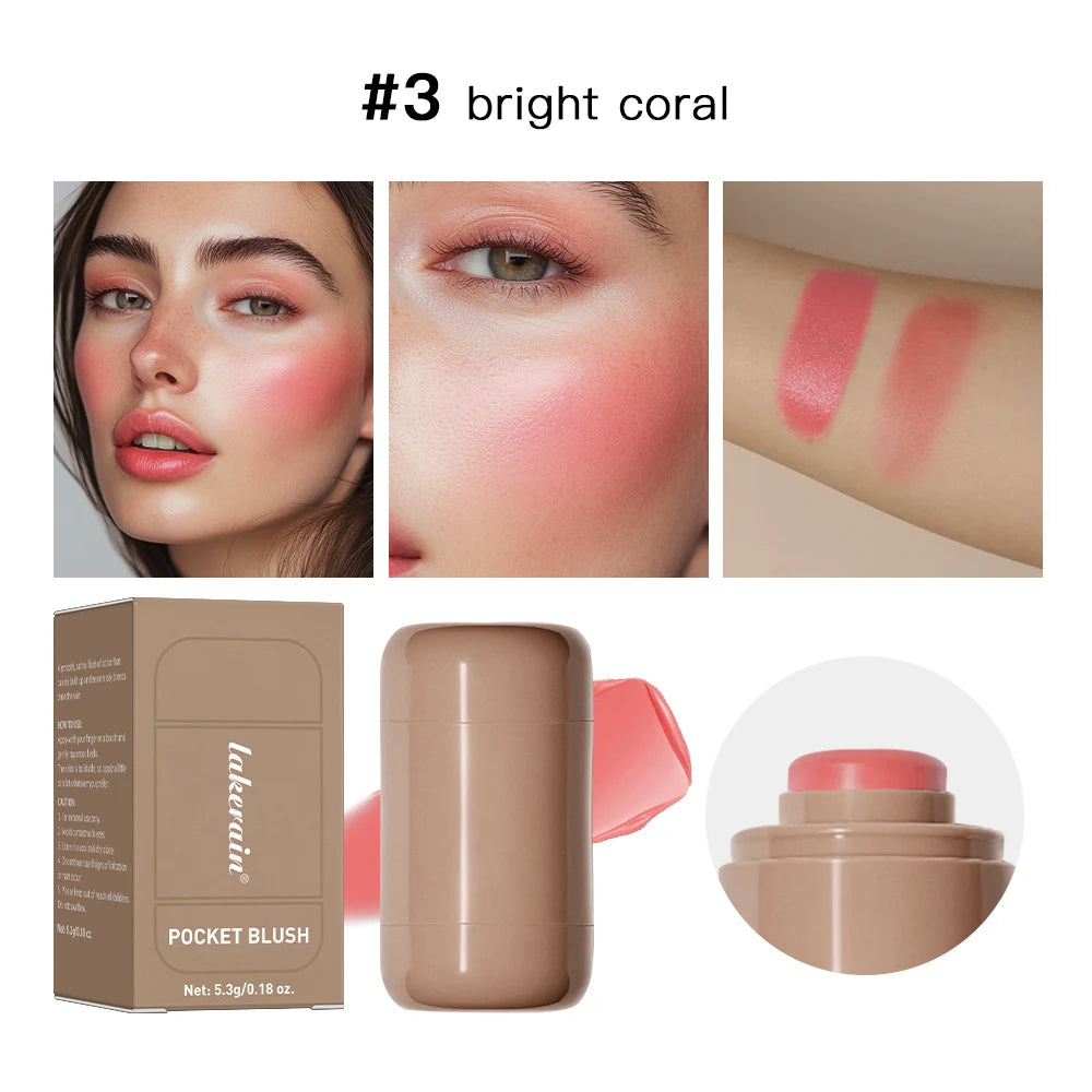 3-in-1 Blush Stick: Long-Lasting Moisturizing Cheek Color and Lip Gloss