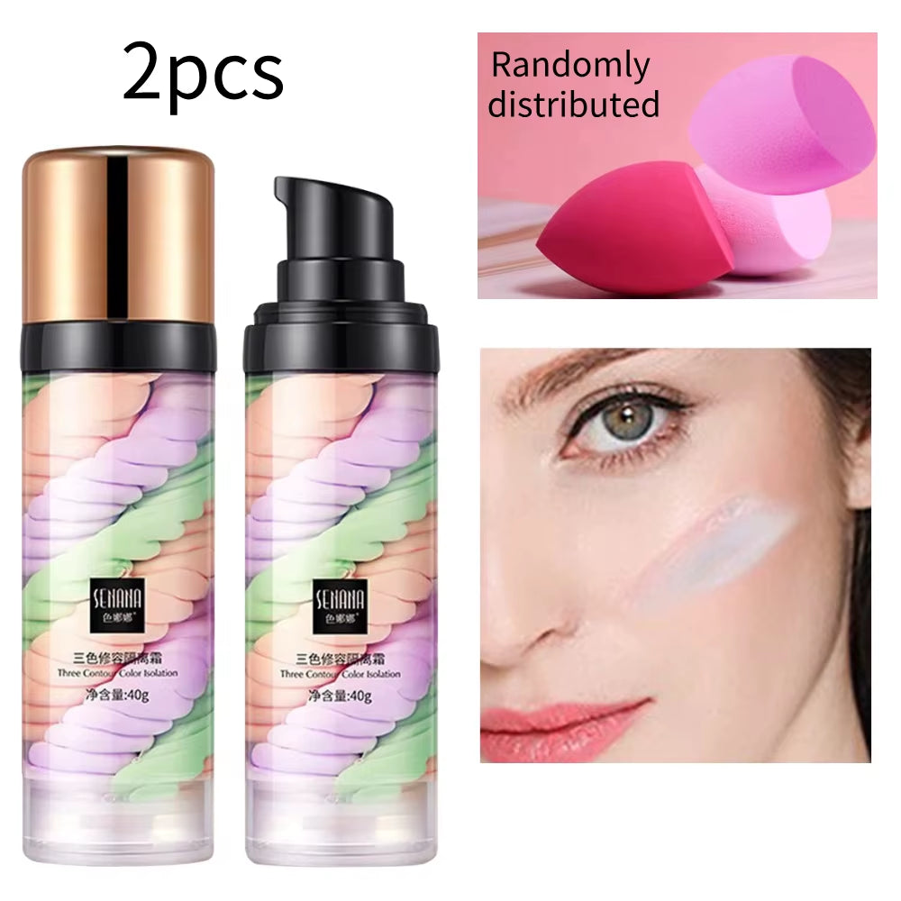 Three-Color Press Release Cream Concealer - Isolating Makeup Facial Base Brightening Cream