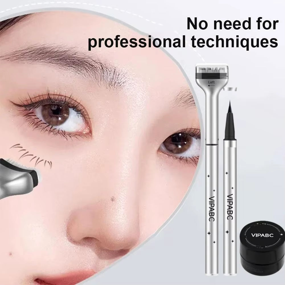 Dezone 3-in-1 Waterproof Lower Eyelash Stamp Pen - Natural-Looking Korean Makeup Cosmetics