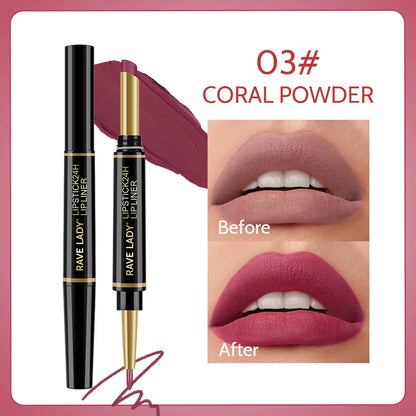 2-in-1 Matte Lipstick and Lipliner Pencil Set - 6 Colors, Waterproof, Long-Lasting, Perfect for Holiday Gifting