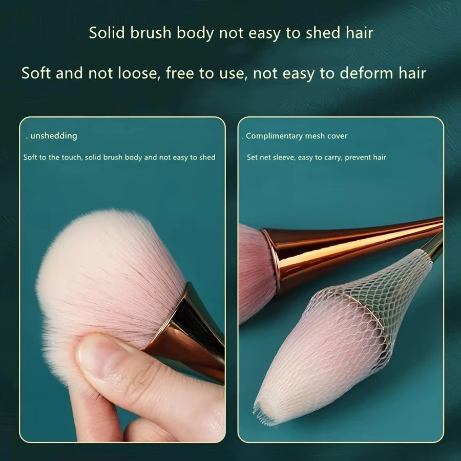 Rose Gold Fan Makeup Brush – Soft Highlight & Blush Brush