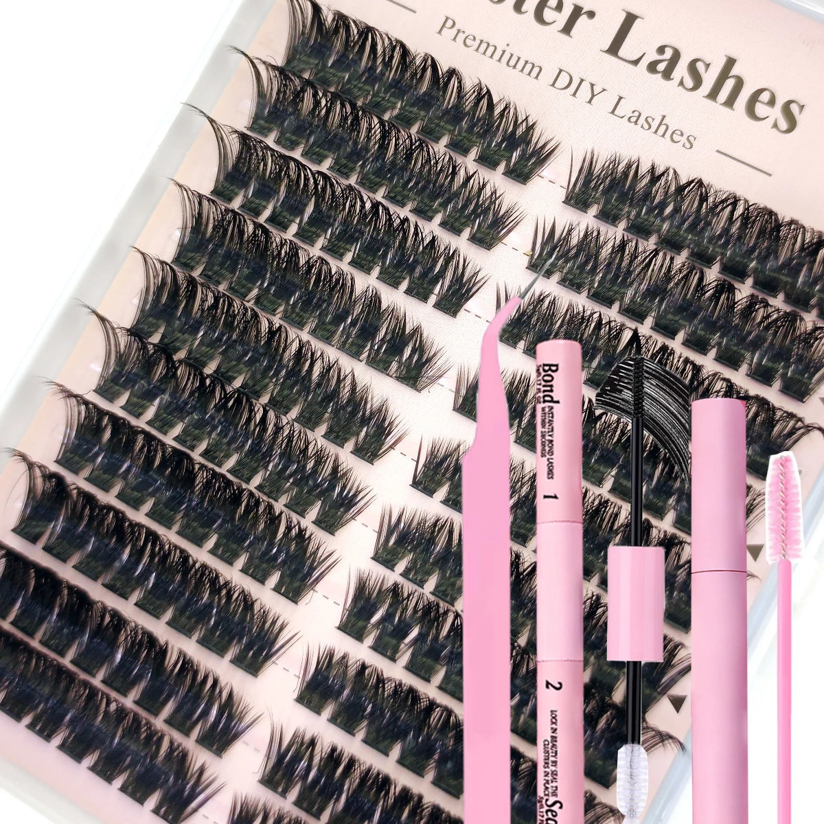 60row DIY Lash Extension Kit Clusters Individual Eyelashes Kit Mix Styles 10-18mm with Bond and Seal Eye Makeup Tool