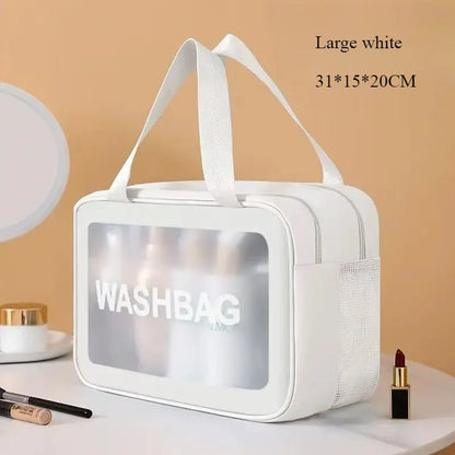 Large Clear Travel Wash Bag – Wet & Dry Double-Layer Organizer