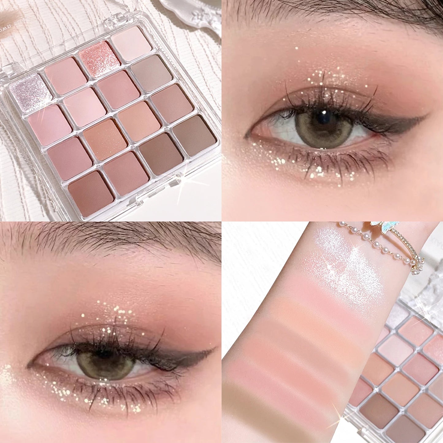 Sunset Magic 16-Color Eyeshadow Palette – Pearl & Matte Shades