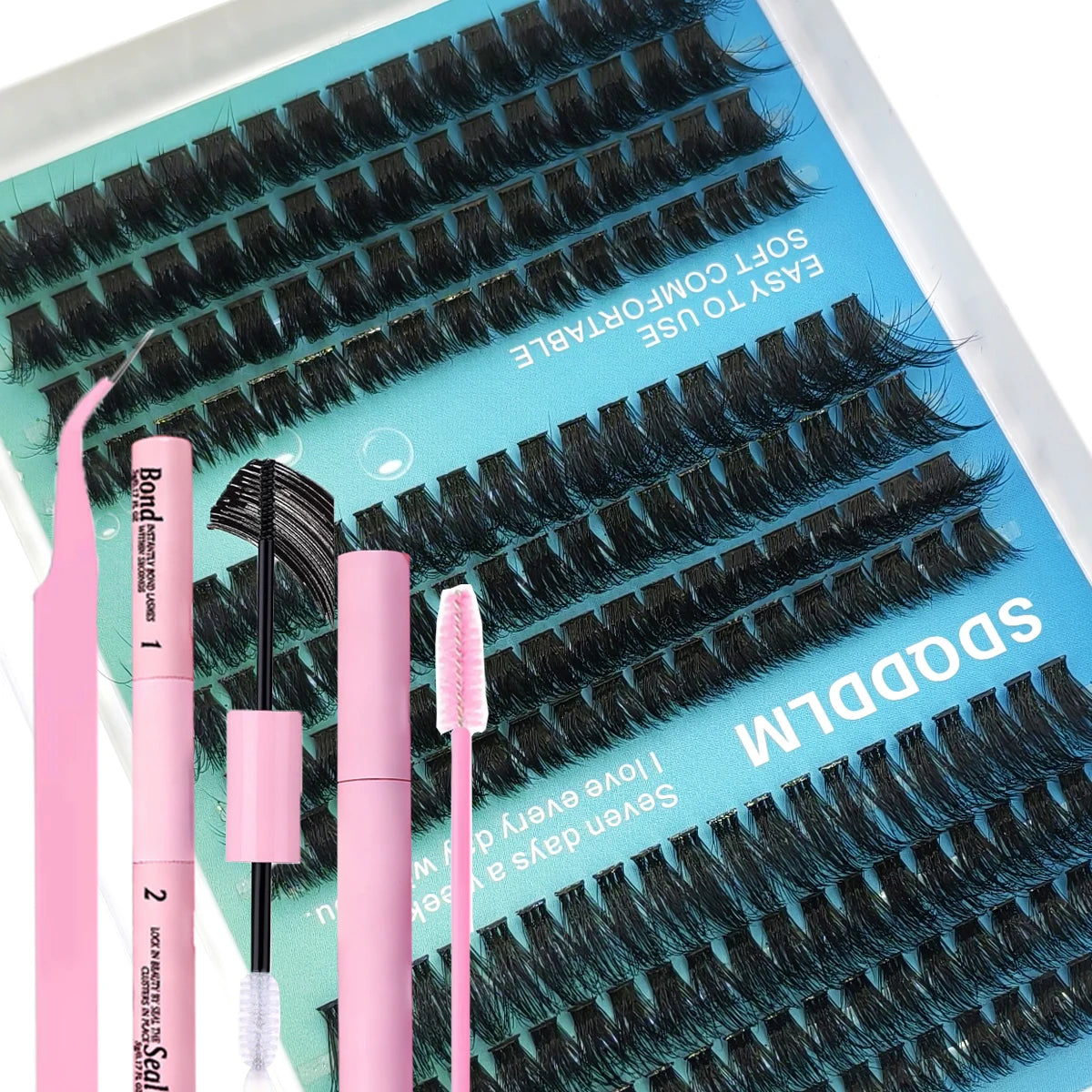 60row DIY Lash Extension Kit Clusters Individual Eyelashes Kit Mix Styles 10-18mm with Bond and Seal Eye Makeup Tool