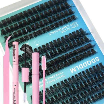 60row DIY Lash Extension Kit Clusters Individual Eyelashes Kit Mix Styles 10-18mm with Bond and Seal Eye Makeup Tool