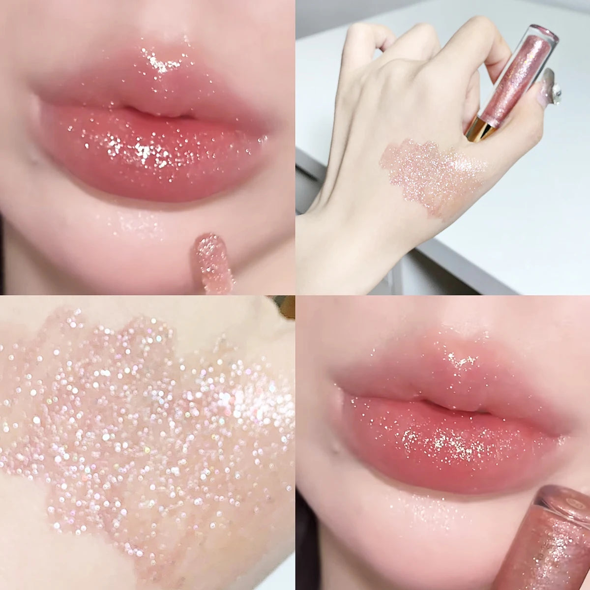 Moisturizing, plump and sparkling lip gloss, water-glossy mirror lip glaze, moisturizing and moisturizing lip oil for pouty lips
