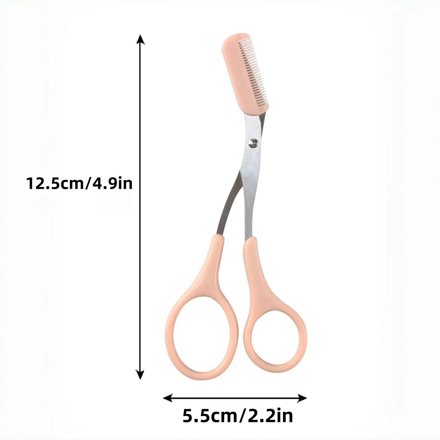 Pink Eyebrow Scissors with Comb – Stainless Steel Precision Trimmer