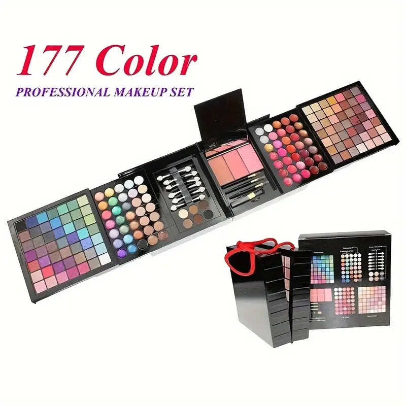 177-Color All-in-One Makeup Set – Eyeshadow, Blush, Lip Gloss & Mirror