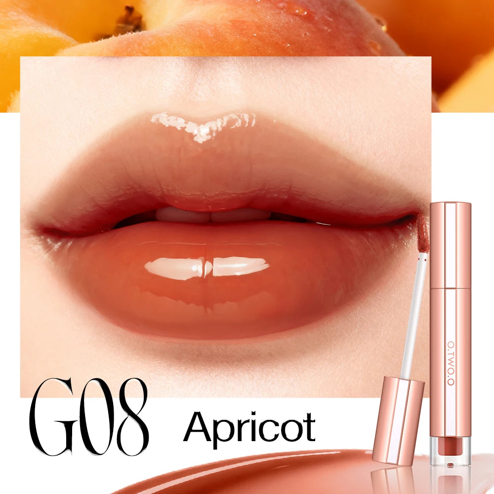 O.TWO.O Liquid Lip Gloss Lipstick Glossy Finish High-Shine Long Lasting Moisturize Non-Stick Glassy Lips Glossy Lip Stain Makeup