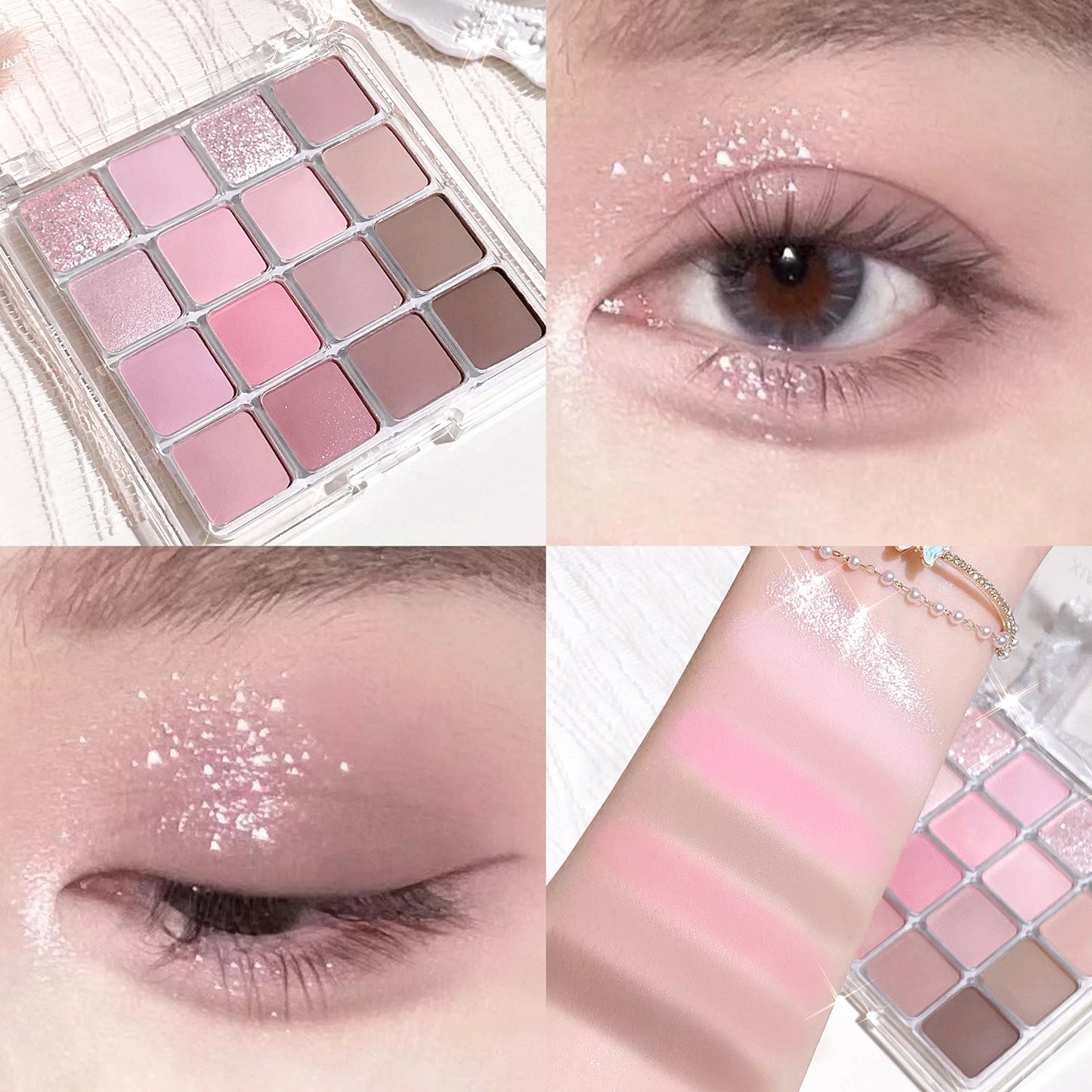 Sunset Magic 16-Color Eyeshadow Palette – Pearl & Matte Shades