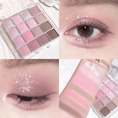Sunset Magic 16-Color Eyeshadow Palette – Pearl & Matte Shades
