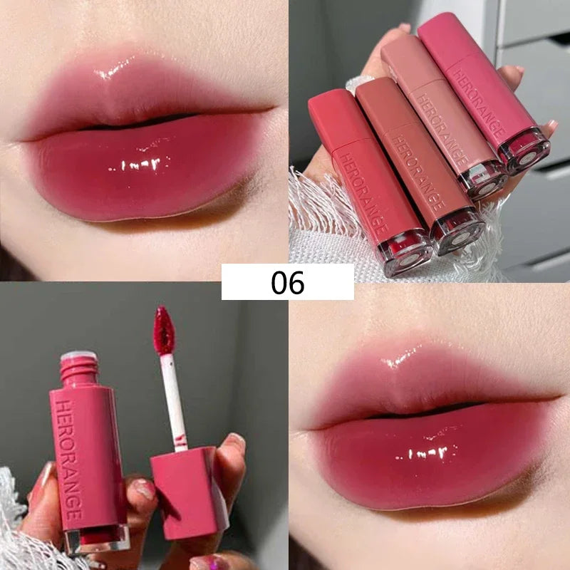Cloud Mirror Water Light Glass Lip Gloss Ice Tea Lip Glaze Lasting Hydrating Waterproof Transparent Jelly Liquid Lipstick Makeup