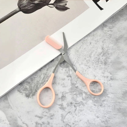 Pink Eyebrow Scissors with Comb – Stainless Steel Precision Trimmer