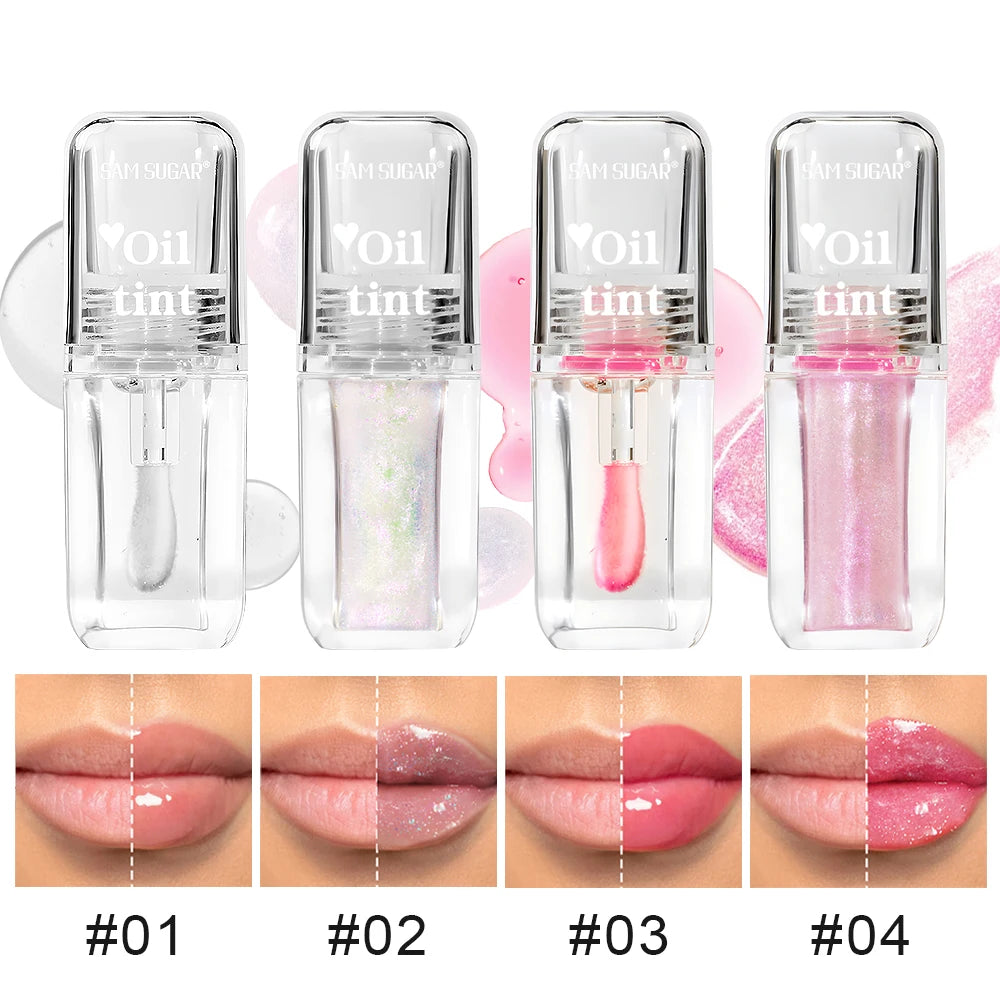 4 Color Clear Warm Change Pearl Lip Oil Moisturizing Nourishing Lip Gloss Lighten Lip Lines Lip Plumping Honey