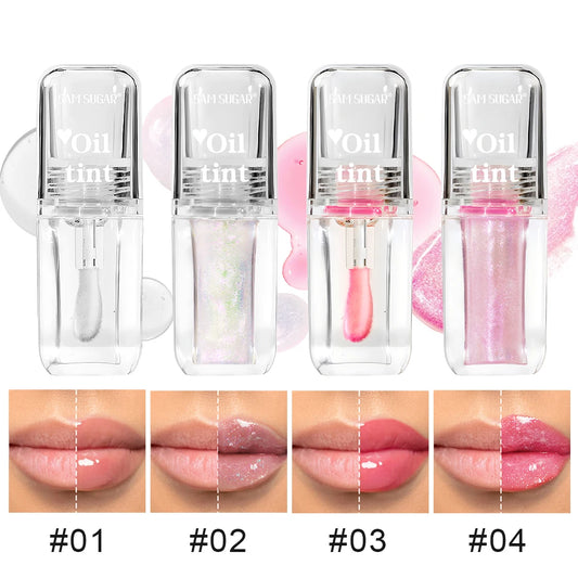 4 Color Clear Warm Change Pearl Lip Oil Moisturizing Nourishing Lip Gloss Lighten Lip Lines Lip Plumping Honey