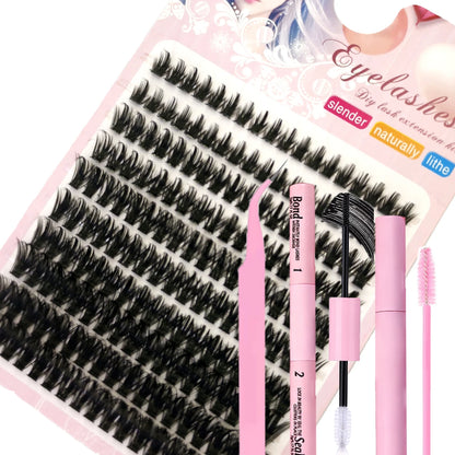 60row DIY Lash Extension Kit Clusters Individual Eyelashes Kit Mix Styles 10-18mm with Bond and Seal Eye Makeup Tool