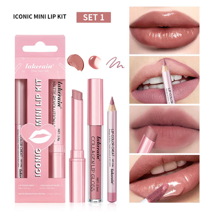 Lip Combo Matte Lipstick + Lip Liner Pen Lip Gloss Set Hydrating Matte Waterproof Long Lasting Lip lipstick set Lip Makeup Set