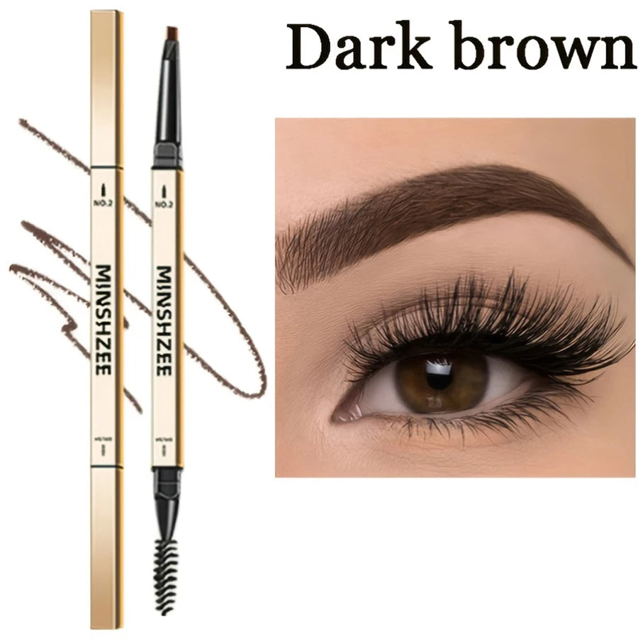 Long-Lasting Waterproof Eyebrow Pencil – Double-Head Brown Tint with Brush Cosmetics