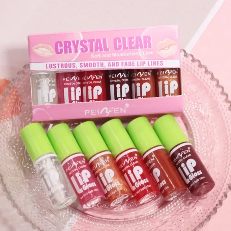6 Pcs Moisturizing Clear Lip Gloss Oil Set,Liquid Lipstick Mirror Glaze Waterproof Long Lasting Lip Plumper Hydrating Lips Balm