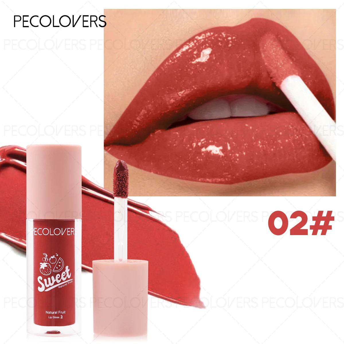 1PC Fruity Flavor of Lip Gloss, Moisturizing, Nourishing, Natural, Watery, Long-lasting, Waterproof, Sweat-proof, Anti-smudge
