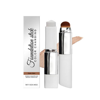 Dual-Ended Foundation Stick with Brush - Lightweight Moisturizing Concealer in 3 Shades, Matte Finish